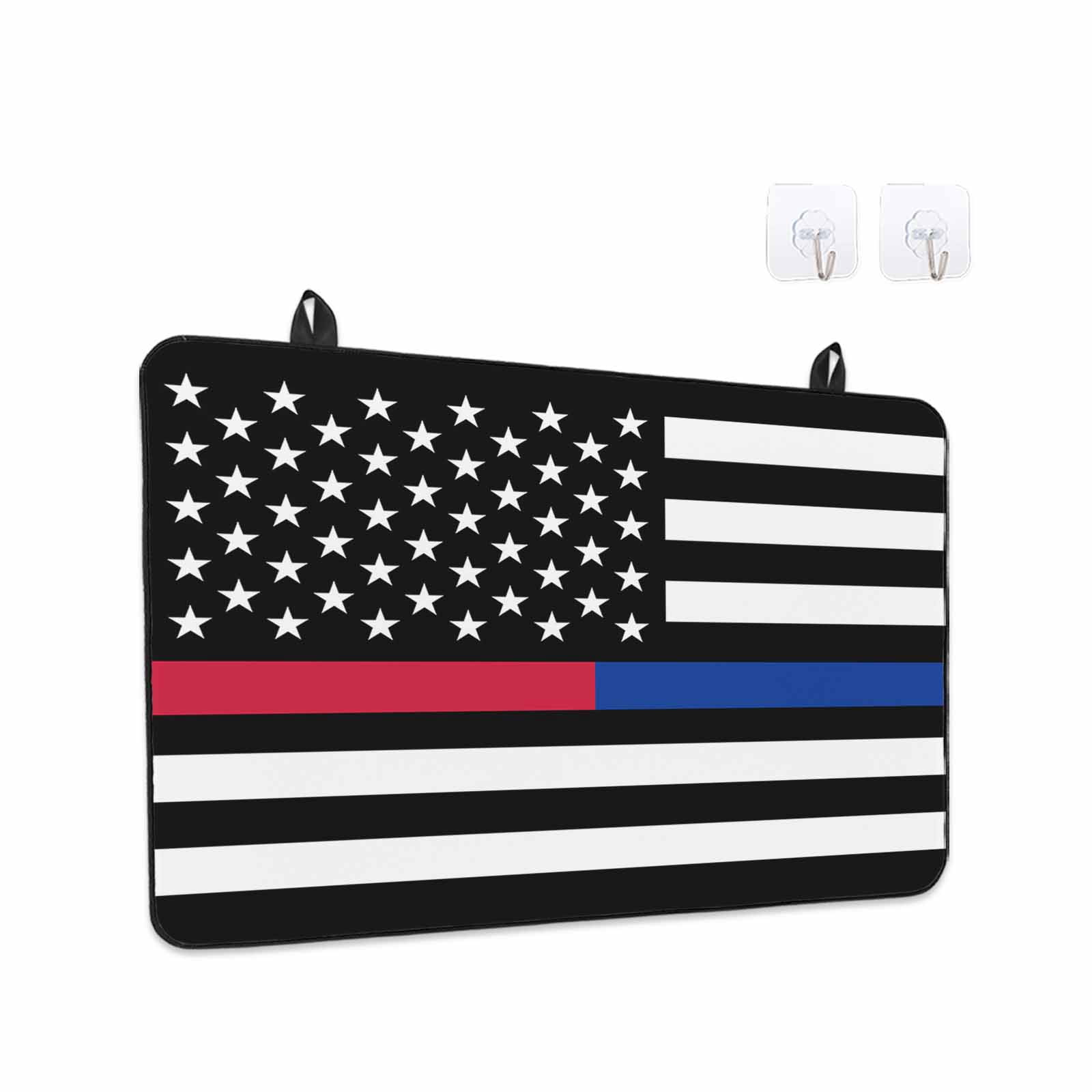 Thin Red Blue White Line Stove Top Cover for Electric Stove, Heat-proof & Non Slip Glass Top Stove Cover Protector, American Flag Star Kitchen Flat Cooktop Rubber Mat 24x21 Inches