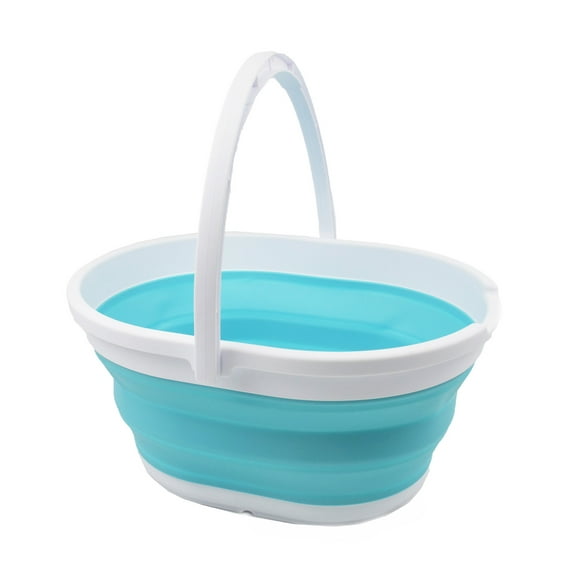 SAMMART 11L (2.9 Gallon) Collapsible Basket with Handle - Portable Outdoor Picnic Basket/Crater - Foldable Shopping Bag - Space Saving Storage Container