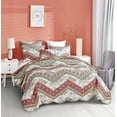 thumbnail image 5 of DaDa Bedding Rustic Bohemian Cranberry Sage Chevron Floral Bedspread Set (JHW-924), 5 of 11