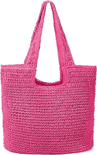 GOKTOW Straw Beach Bag – Woven Tote Handbag For Women, Summer Vacation & Travel