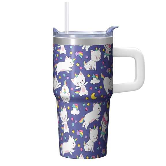 20OZ Unicorn Lover Cup with Handle Double Wall Insulated Travel Cup Ideal Gifts for Women Suitable for Birthday Christmas and Movie Theater Trips
