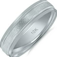 thumbnail image 3 of SZUL Men's 5mm Wedding Band with Stone Center Finish and Milgrain in 10K White Gold, 3 of 4