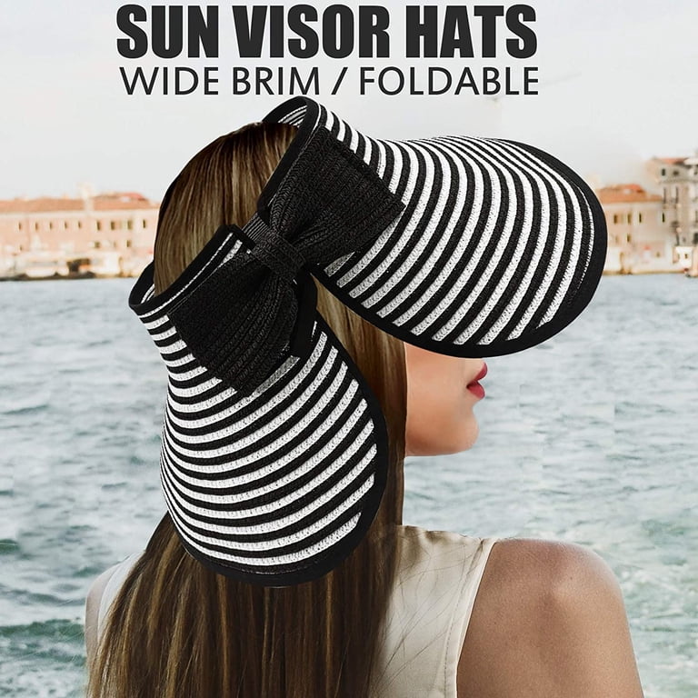 2pk Wide Brim Sun Visor Hats UV Protection Foldable Beach Hat 2 Pack Beach Sun Straw Hats for Women VLOOCKLW Wide Brim  main image 4