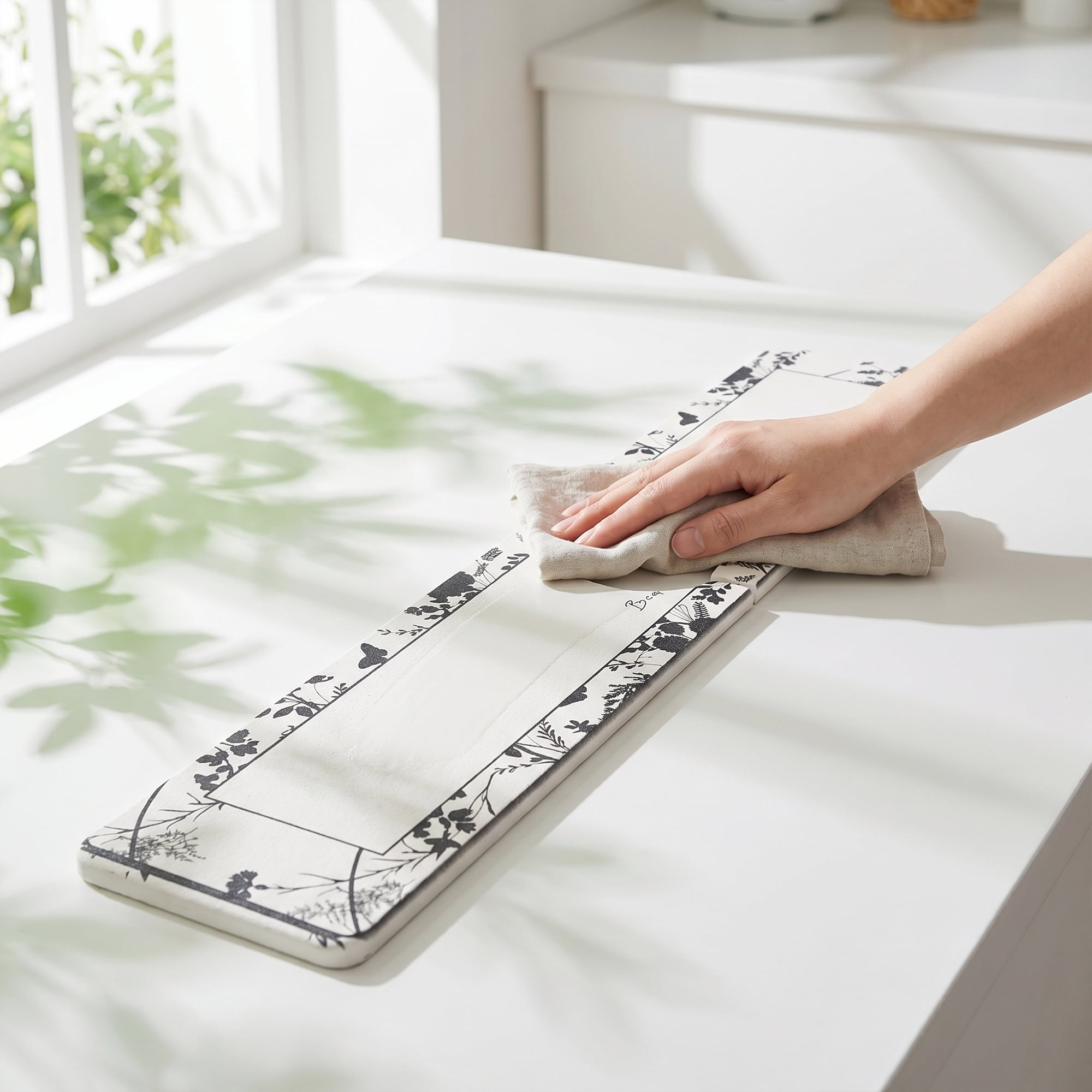 Unique Bargains Faucet Mat Versatile Kitchen Sink Mat for Home Black/White 23.6*3.9 in