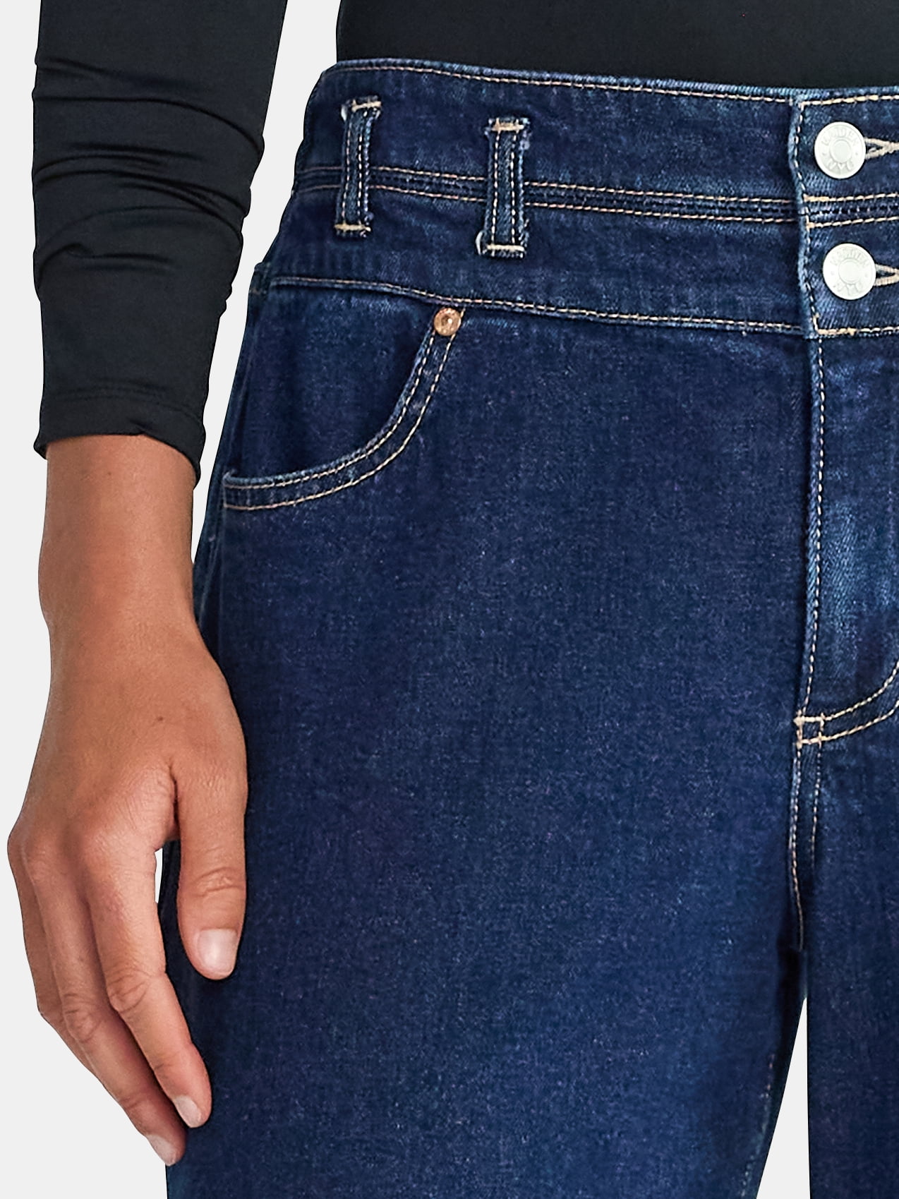 Madden NYC Women's Stacked Waist Relaxed Jean, 31" Inseam, Sizes XXS-XXL