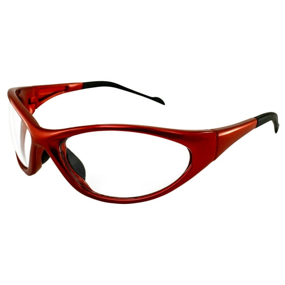 Global Vision Reflex Motorcycle Safety Sunglasses Orange Frame Clear Lens ANSI Z87.1