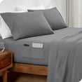 thumbnail image 5 of Bare Home Premium 1800 Collection Dual Pocket 4-Piece Bed Sheet Set, King, Gray, 5 of 8