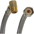 thumbnail image 1 of Fluidmaster B1W48 Dishwasher Connector (Includes 1/2-Inch Elbow), Braided Stainless Steel-3/8-Inch Female Compression Thread X 1/2-Inch I.P. Female Straight Thread, 4-Feet (48-Inch) Length, 1 of 3