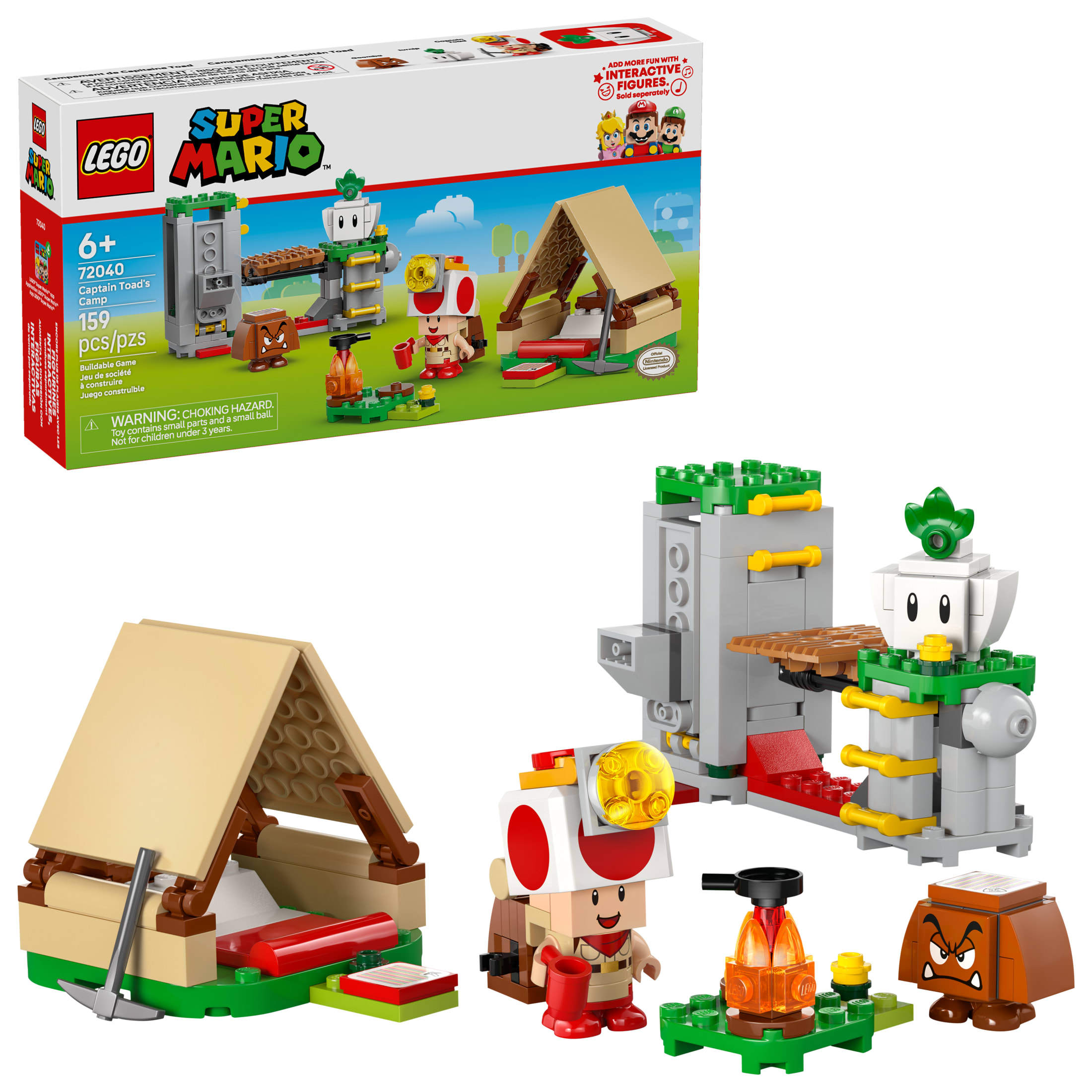 LEGO Super Mario Captain Toadβs Camp Building Toy - Pretend Play Set for Kids, Ages 6+ - Gift for Birthdays - Building Blocks for Boys & Girls W/Toad, Goomba, & Turnip Toy Figures - 72040
