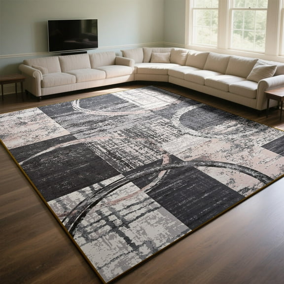 FULIE Abstract Area Rug 8'x10'Rug Machine Washable for Living Room/Dining Room/Bedroom,Brown
