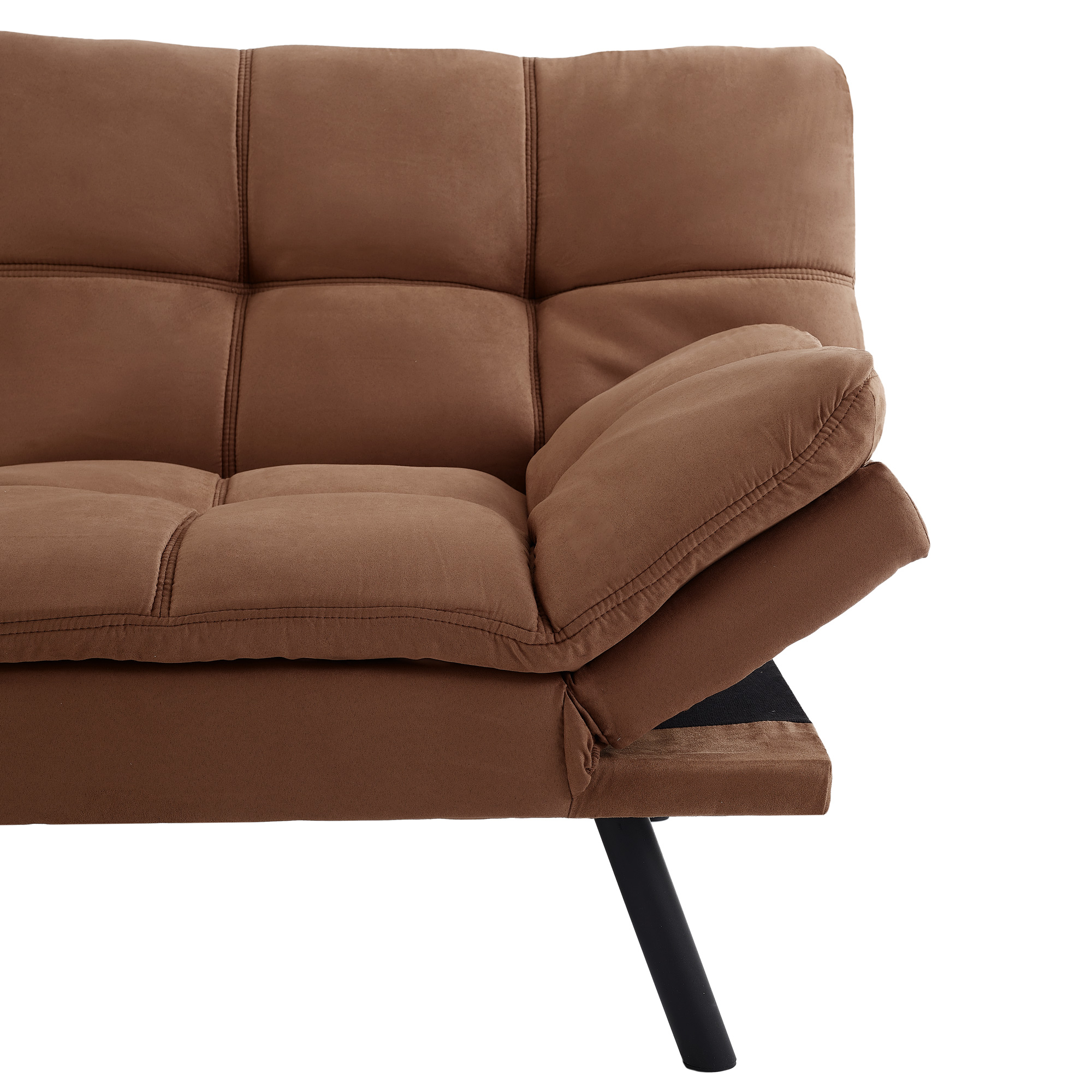 Mainstays Memory Foam Futon with Adjustable Armrests , Camel Faux Suede Fabric for Adults - image 3 of 9