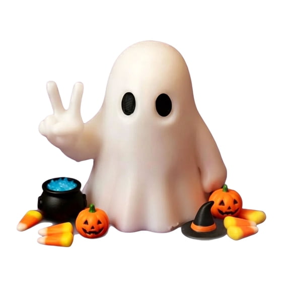 FEISHENTT Halloween Ghost Figurine, Cute Finger Ghost Resin Statue, Halloween Decorations Indoor, Spooky Farmhouse Tiered Tray Decor 15cm
