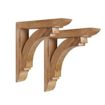 American Art Decor Wood Decorative Corbels Wall Shelf Brackets, Set of 2, Natural 6.6" x 6.6" x 1.2"