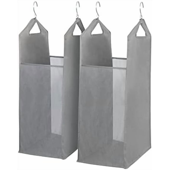 2-Pack Hanging Laundry Hamper, Front See-Through Mesh Bag, Slim Basket, Double Hanging Closet Hamper, Narrow Organizer, Grey$$Home Decor, Kitchen, & Other