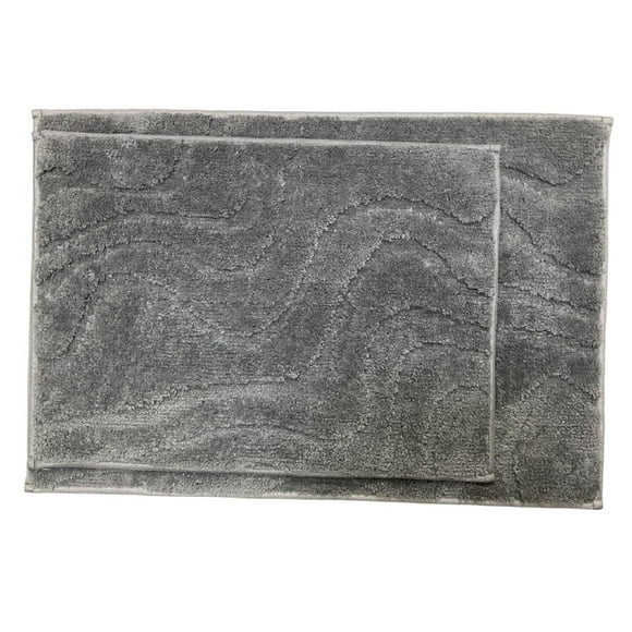 Home Décor Inc. Navy Microfiber 2-Piece Indoor Bathmat Set – 17" x 24" & 20" x 30", Soft, Durable & Anti-Skid