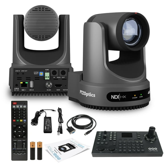 PTZOptics Move 4K SDI/HDMI/USB/IP PTZ Camera with 12x Optical Zoom (Gray) (PT12X-4K-GY-G3)   PTZOptics SuperJoy PTZ Camera Joystick Controller