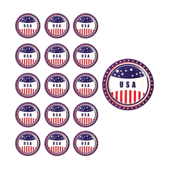 PEIBang 7 Inch Patriotic USA Flag Disposable Paper Plates,Red White Blue Tableware Decorations for Memorial Day,Veterans Day,Independence Day Party Supplies,Serve 16