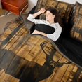thumbnail image 3 of Castle Fairy Animal Deer Silhouette Queen Bedding 7pcs for Boys,Rustic Cabin Bedding Comforter Set Queen,Sepia Brown Black,Black Reversible, 3 of 7
