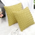 thumbnail image 2 of PiccoCasa 2Pcs Decorative Throw Pillowcases Stylish Basket Weave Cushion Cover, 18"x18" Yellow, 2 of 8