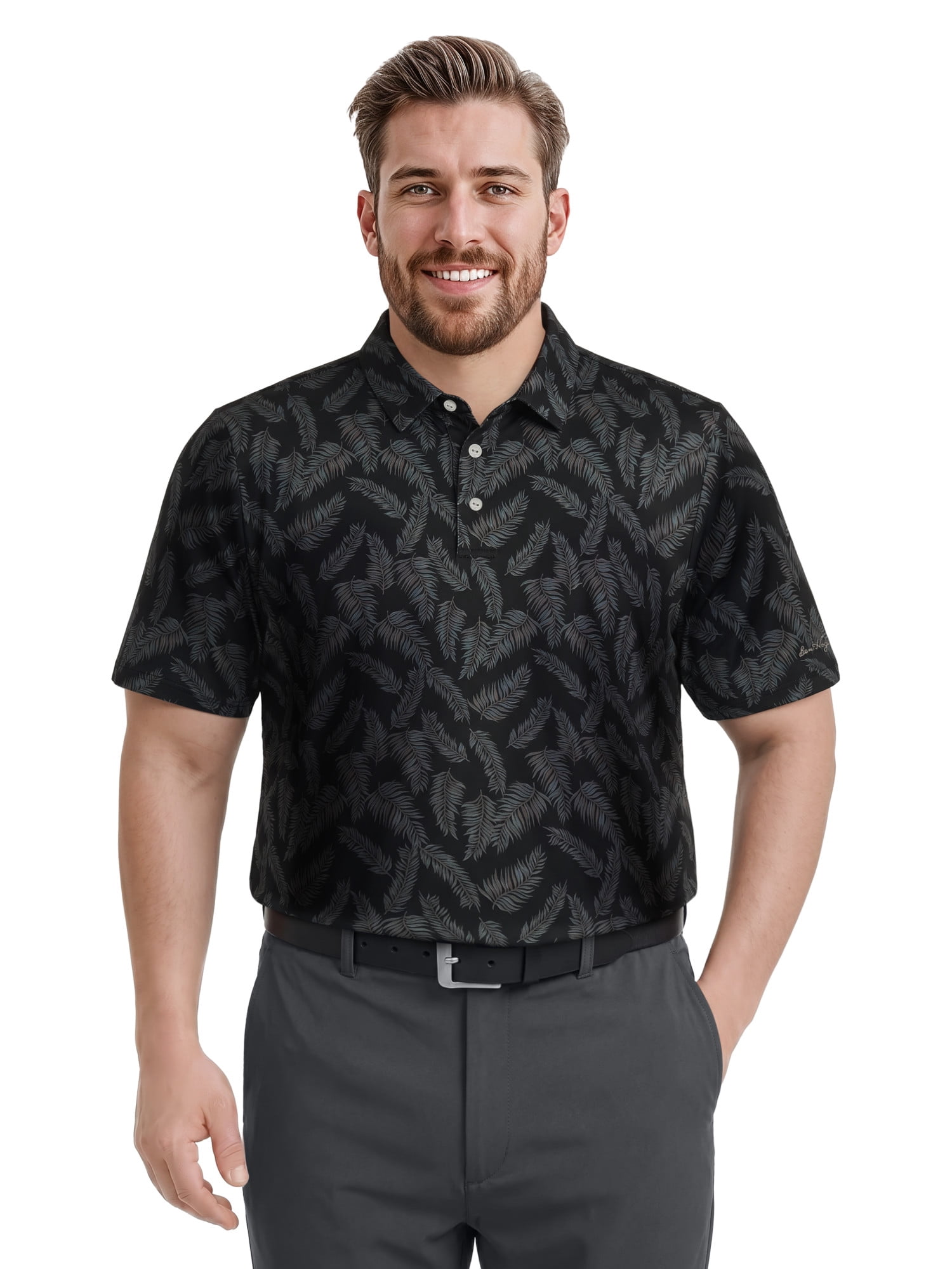 Ben Hogan Performance Men's & Big Men's Fall Leaf Print Short Sleeve Polo Shirt, up to 5XB