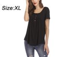 thumbnail image 2 of Womens V Neck Casual Blouse Button Down T Shirts Flare and Flowy Tops, 2 of 6