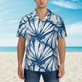 thumbnail image 4 of Kll Men'S Hawaiian Shirt Short Sleeve Button Down Beach Shirts-Blue Shells, 4 of 8