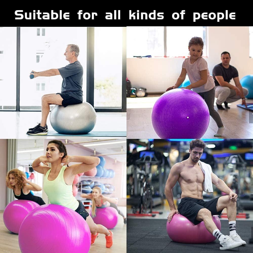 75cm Yoga Ball, Exercise Ball for Fitness, Stability, Balance & Birthing, Anti-Burst Professional Quality Design Balance Ball Pilates Core&Workout Ball with Quick Pump - Home Gym Office Chair,F82824