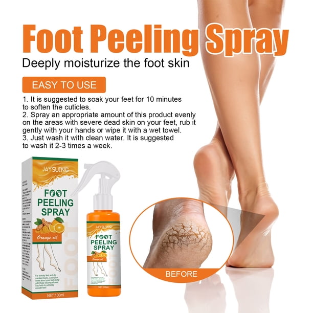 Spray exfoliante para pies con aceite de naranja, para piel muerta, hidratante y nutritivo, para piel muerta y callos, 100 ml. Spray exfoliante para el cuidado de los pies.