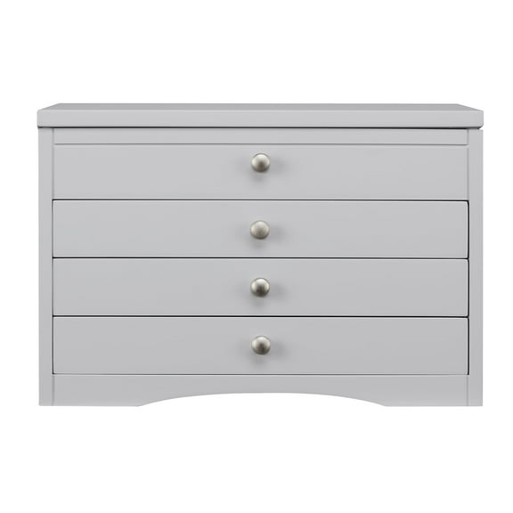 Elegant Jewelry Box with Glass Lid, Multi-Compartment Lift-Top, and 3 Drawers