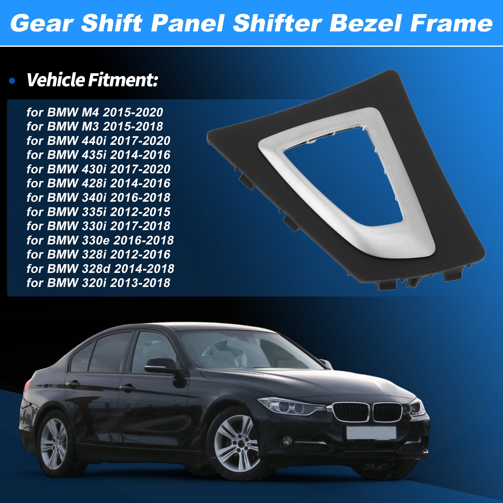 Unique Bargains Gear Shift Panel Shifter Bezel Frame Cover for BMW 3 4 Series F30 F31 F34 F35 F32 F33 F36 No.51169234131 Center Console Control Panel Trim Black, Silver Tone