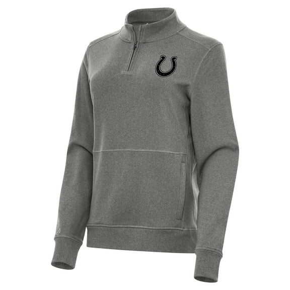 Women's Antigua Heather Black Indianapolis Colts Crush Quarter-Zip Top