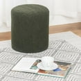 thumbnail image 2 of Joveco Modern Round Ottoman with Soft Padded Seat, Upholstered Padded Vanity Stool Footrest for Makeup Living Room Bedroom Home Office, Deep Green, 2 of 15