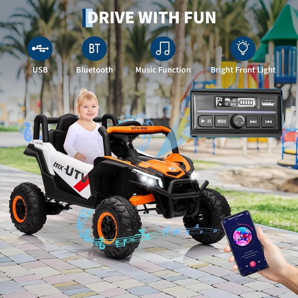 Historyli Auto de 12 V para montar,camioneta UTV con control remoto para padres,vehículo eléctrico con suspensión de 4 resortes,neumáticos de EVA,cinturón de seguridad,puertas dobles,luces LED para