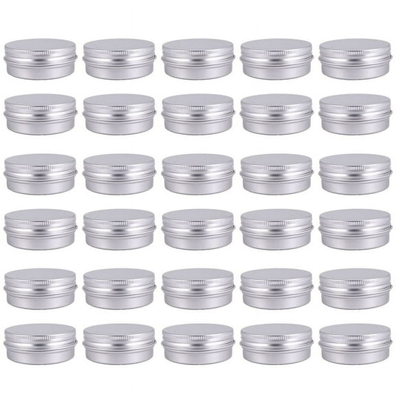 30 Pack Screw Top Round Metal Lip Balm Tins Containers Lids (1oz)