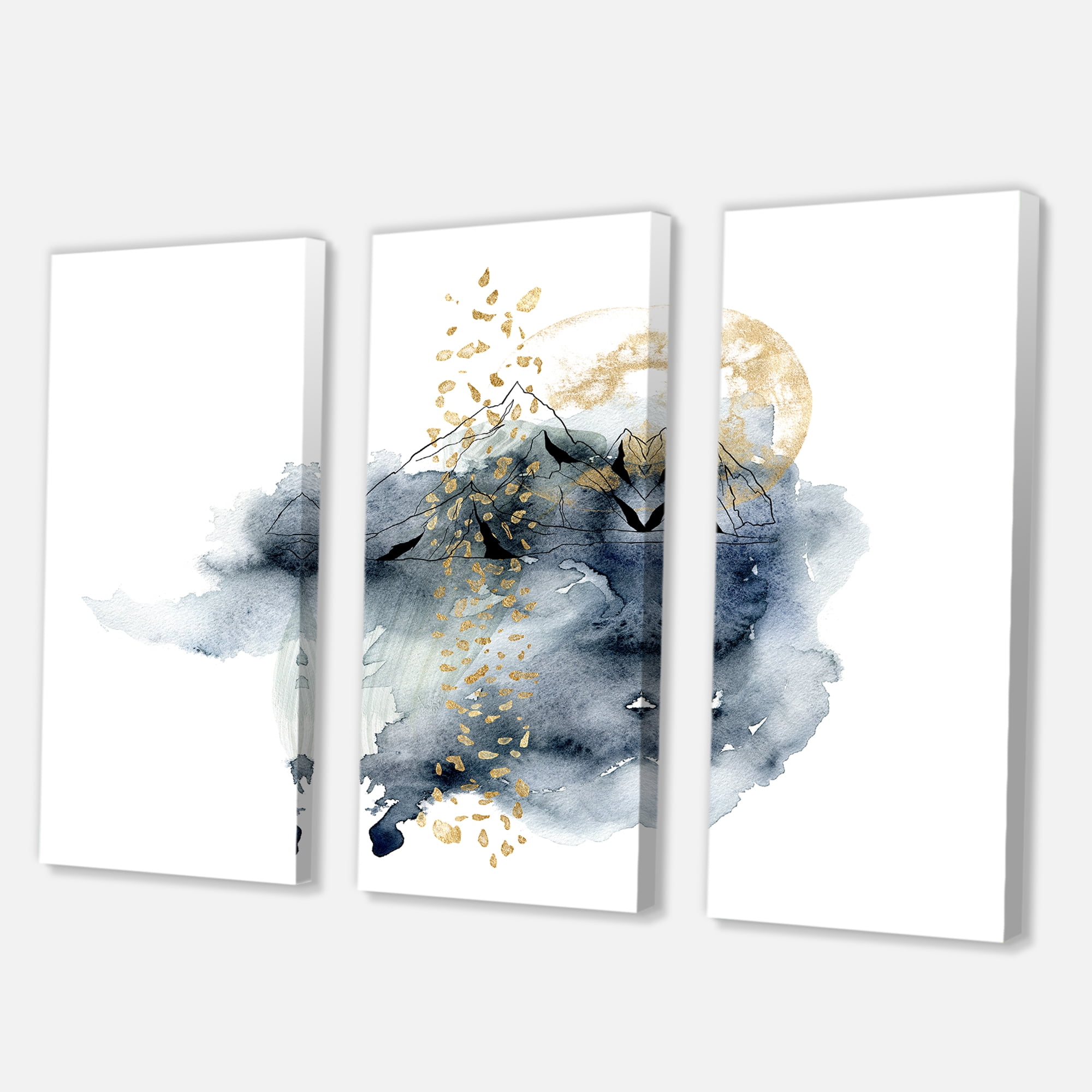 Designart ' Minimalistic Landscape of Moon With Mountains ' Modern Canvas Wall Art Print