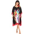 thumbnail image 5 of Sakkas Trina Women's Casual Loose Beach Poncho Caftan Dress Cover-up Many Print - Black - One Size, 5 of 5