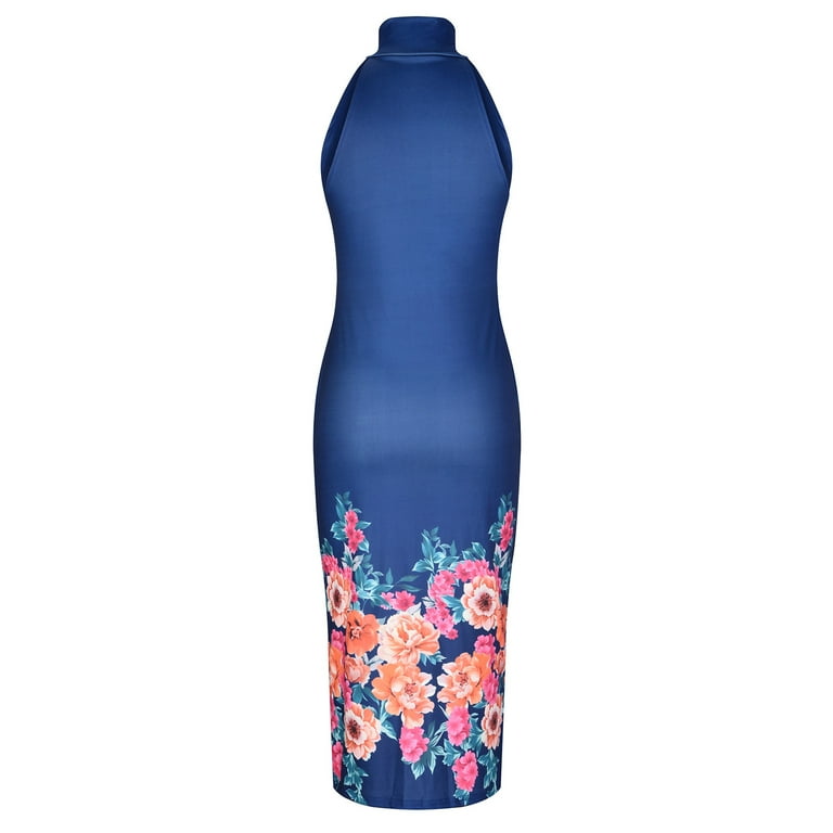 bodycon tropical dress Women's Floral Bodycon Maxi Dress – Spaghetti Strap Vacation & Summer –  Tuxedo Closeouts main image 1