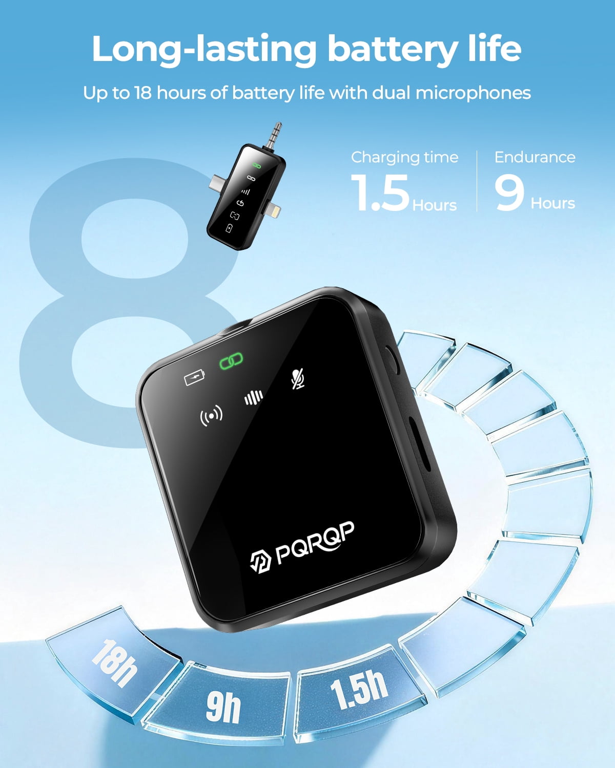 PQRQP Wireless Microphone for iPhone Android – 3 in 1 Lavalier Mic with Noise Cancelling, 328ft Range for Interview Vlog