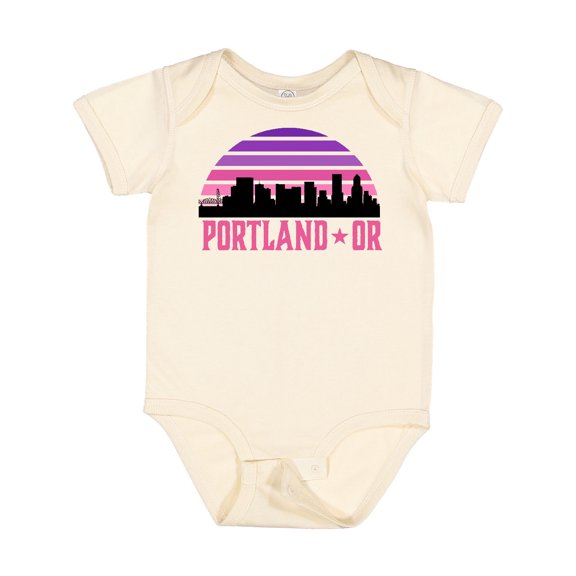 Inktastic Portland Oregon Retro Sunset Skyline Girls Baby Bodysuit