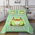 thumbnail image 1 of Erosebridal Green Frog Coverlet Set King, Cute Wildlife Bedding Set, Cartoon Style Decor 3pcs, 1 of 5