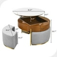 thumbnail image 5 of Uforic Round Lift-Top Coffee Table with Storage & 3 Stools, Faux Marble Center Table for Living Room, 5 of 8