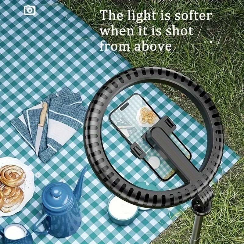 Portable RGB Ring Light with Stand, Selfie Stick, Dual Remotes & Built-in Battery for Live Streaming & Outdoor Events