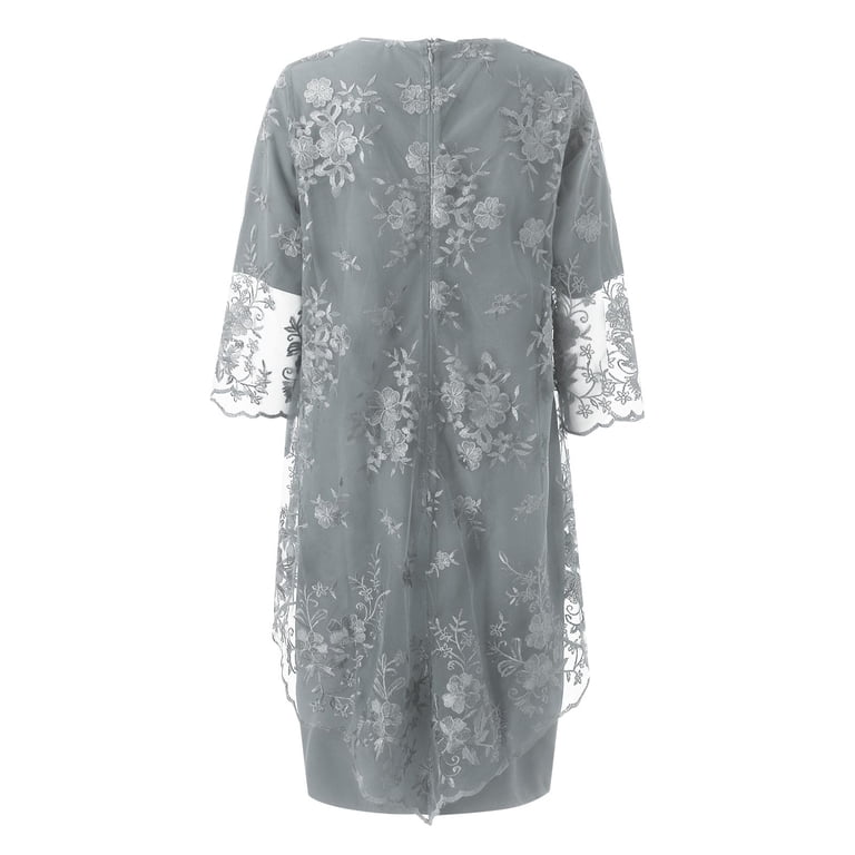 Cathalem Women's Elegant Lace Embroidery Evening Dress Half Sleeve Women  Casual Dresses French Swing Dress Dress Grey X-Large - Walmart.com