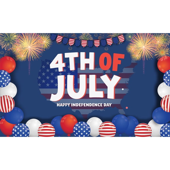 4th of July Decoration Banner - Happy Independence Day - Celebrate with Stars, Stripes, and Fireworks - Perfect for 4th of July Party, BBQ, and Family Gatherings