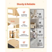 KFFKFF 6-in-1 Kids Table and Chair for Aged 1-5, Adjustable Toddler Tower, Weaning Table and Chair Set with Blackboard and Feeding Tray, Wood