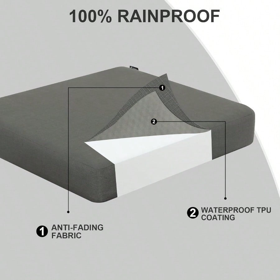 Outdoor Chair Cushion 22 x 22 x 3 Inch Rainproof 3Year Fade Resistant Patio Furniture Cushions with Removable Cover and Adjustable Ties for Garden Sofa Couch Pads Set of 2 Dark Gray