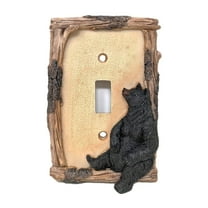 Black Bear on Logs Single Toggle Switch Cover Wall Plate for Cabin Lodge Style Home Decor | Ideal for Nature and Wildlife Lover