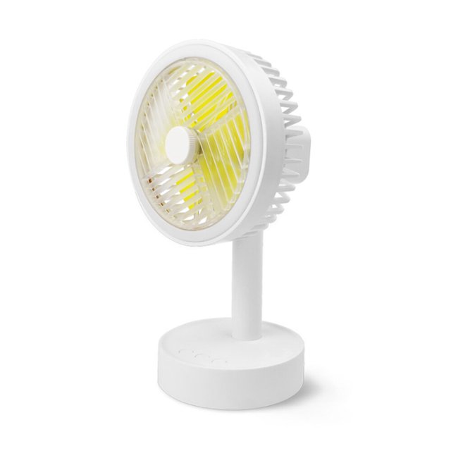 Mini ventilador Rotación automática Viento de tres velocidades Ventilador ajustable Ventilador de aire de carga USB con luz LED