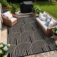 thumbnail image 2 of Wonnitar Outdoor Rugs Waterproof 6'x9' Reversible Plastic Straw Rug, Modern Rainbow Outside Carpet for RV Patio Deck Porch Balcony Picnic Camping Beach, Black&Brown-Rainbow, 2 of 10
