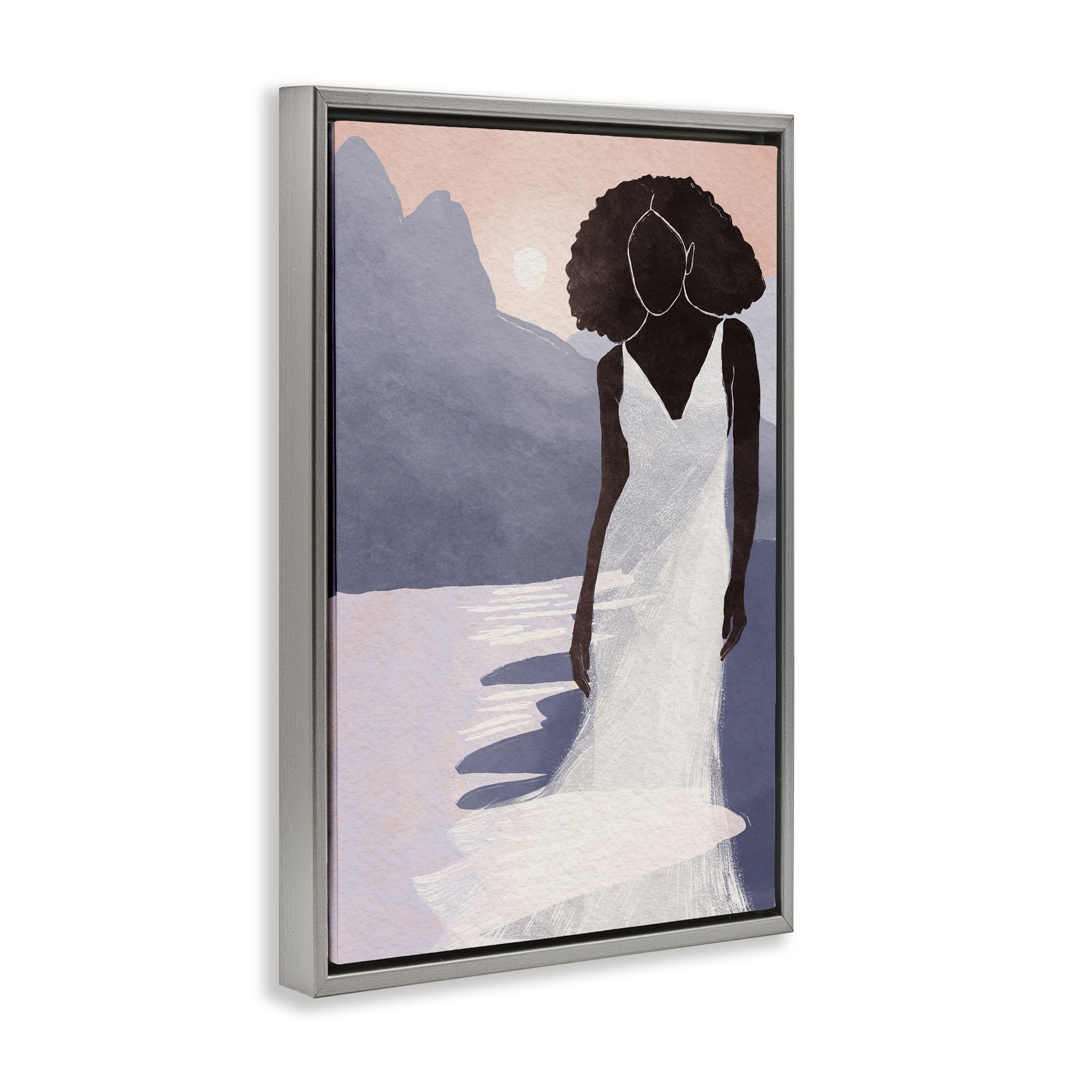 Stupell Industries White Gown Silhouette at Sunset Gray Framed Floater Canvas Wall Art, design by Yuyu Pont